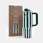**Stanley Quencher H2.0 FlowState 40oz Tumbler – Emerald Stripe | Insulated Stainless Steel Straw Cup**